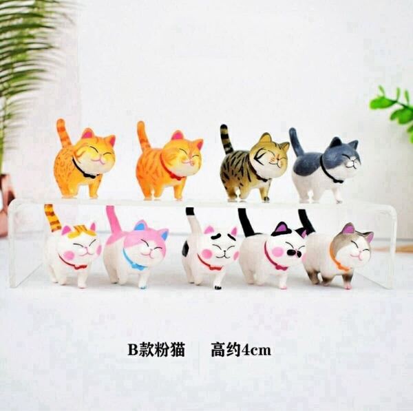 ねこちゃん 9匹セット 新シリーズ セットB 置物 インテリア 飾り マスコット 黒猫 ハチワレ 白猫 ネコ マスコット 猫好き