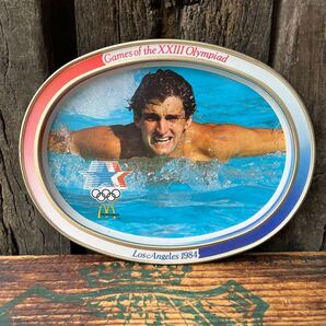 【USA vintage】80s Los Angeles Olympic × McDonald Oval Tin Plate (swimming )マクドナルド オリンピック アメリカ ビンテージ