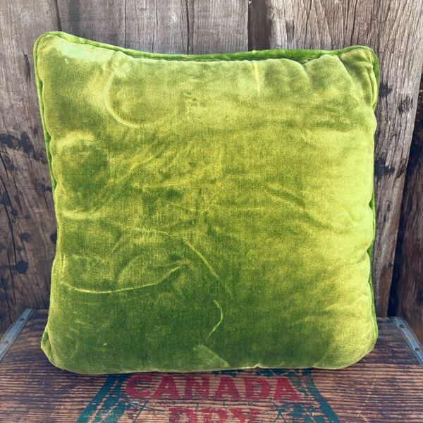 【USA vintage】 cushion クッション ベルベット グリーン アメリカ ビンテージ