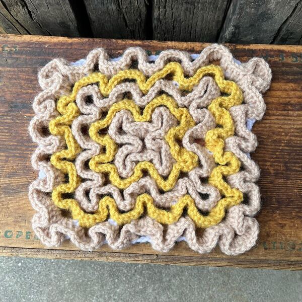 【USA vintage】Wiggly Crochet 鍋敷き ④ ウィグリー編み インテリア アメリカ ビンテージ