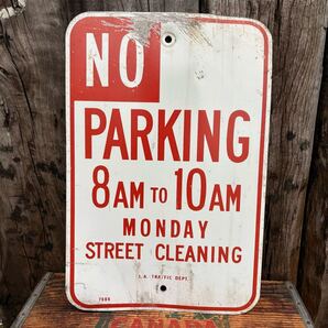 【USA vintage】NO PARKING road sign ロードサイン 道路標識 本物 アメリカ ビンテージ