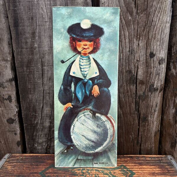 【1960s USA vintage】WM. MERRILL sailorboy wall art セーラーボーイ 船乗り 絵 ウォールアート アメリカビンテージ