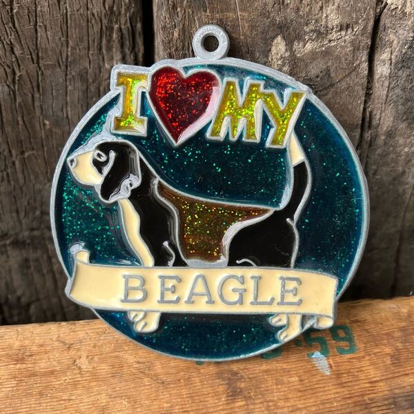 【USA vintage】stained glass ornament BEAGLE ステンドグラス オーナメント 犬 ビーグル アメリカ ビンテージ