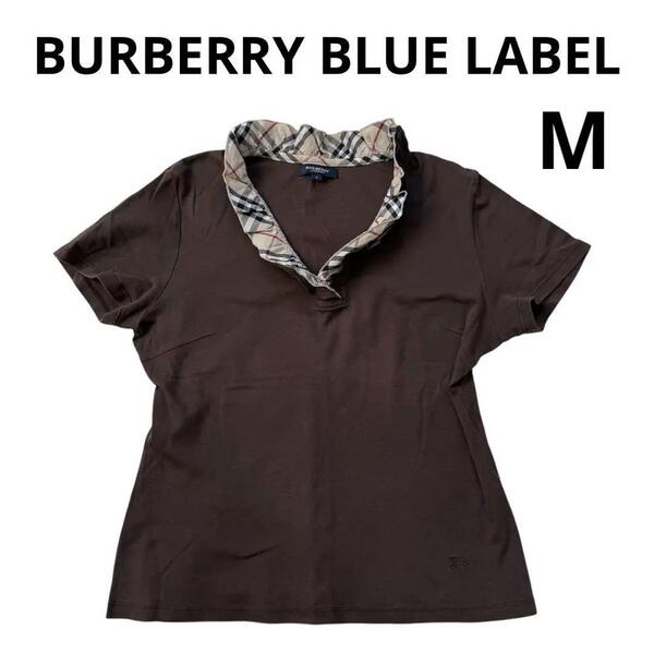 BURBERRY BLUE LABEL バーバリーブルーレーベル Tシャツ M相当 ノバチェック 2サイズ ホースロゴ