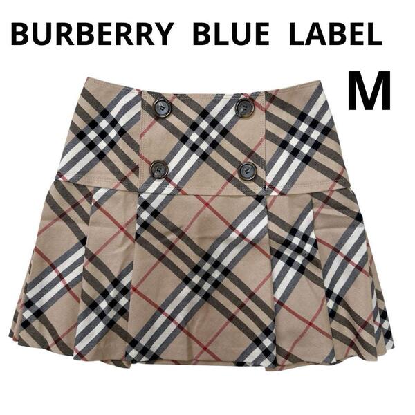 BURBERRY BLUE LABEL バーバリーブルーレーベル スカート ノバチェック M相当 ボタン プリーツ