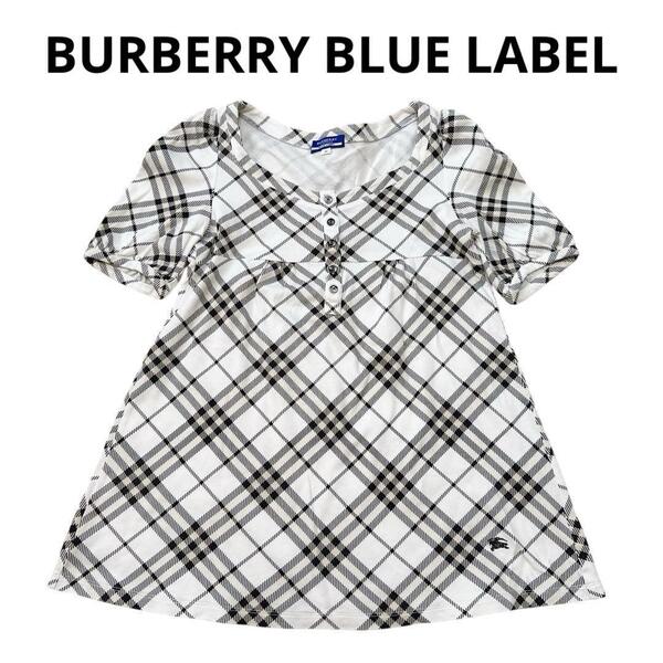BURBERRY BLUE LABEL バーバリーブルーレーベル ホースロゴ トップス チュニック 半袖シャツ M 38 レディース