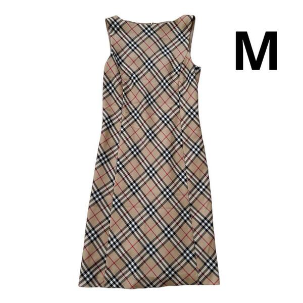 美品★BURBERRY BLUE LABEL バーバリーブルーレーベル ノースリーブ ワンピース ノバチェック レディース 38 M相当