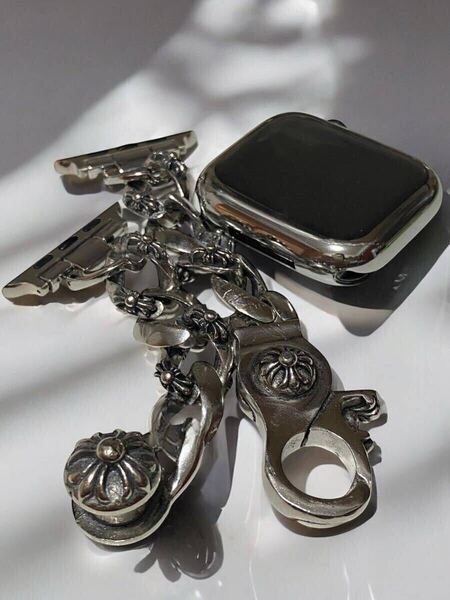 アップルウォッチカバーケースApple Watchバンドベルト画面保護付 ブレス ダガー クロス シルバー メンズ チェーン 38〜46 49 ultra