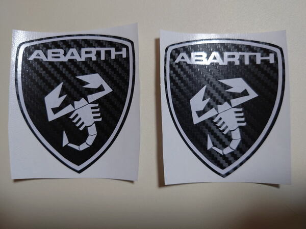 フィアット アバルト ABARTH 盾形 スコーピオンステッカー 2枚セット ロゴ色:ホワイト