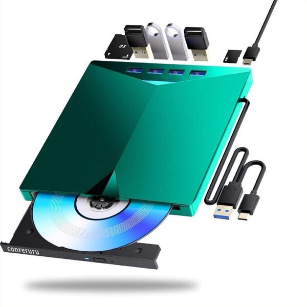 外付けDVD CDドライブ USB-A+Type-cインターフェイス対応