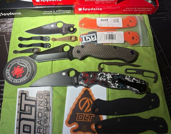 Spyderco Paramilitary 2 EXCLUSIVE Black【CTS-XHP WHARNCLIFFE 】+【BladeHQ S30V Tanto】+【通常ブレードS45VN】+RGTと別社製スケール