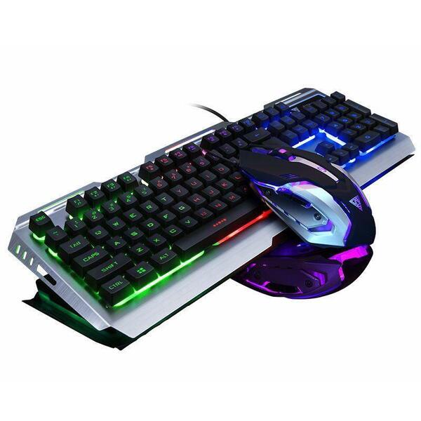 ゲーミングキーボード キーボード マウス 人 バックライト付き ブラック