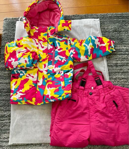 スキーウェア 上下セット キッズ セットアップ 女の子 スノーウェア 雪遊び 100cm