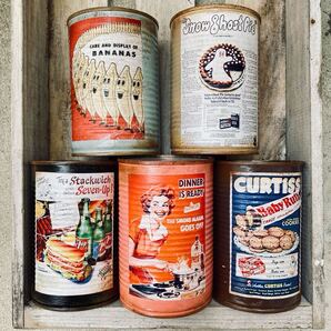 《レトロアメリカンなリメ缶》レトロ缶 お菓子 アメリカン リメ缶 小物入れ 多肉寄せ 小さな植木鉢 5個セット