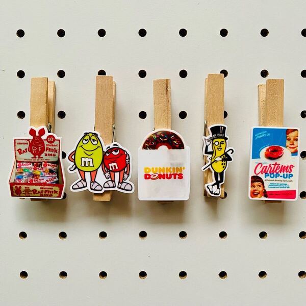《④マグネットクリップ ドーナツ》木製ピンチ クリップ マグネット キッチンマグネット アメリカン 文房具 5個セット