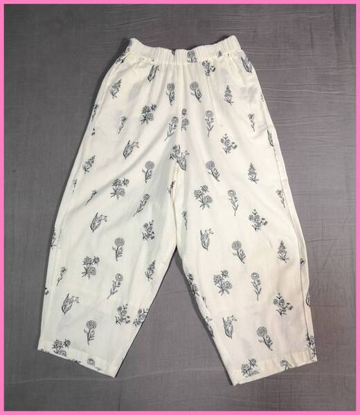 BF‐303‐2☆春夏秋☆新品☆送料込み☆即決☆ナチュラル系☆綿麻混☆☆パンツ☆Mサイズ☆オフホワイト系☆高級☆バルーン☆刺繍