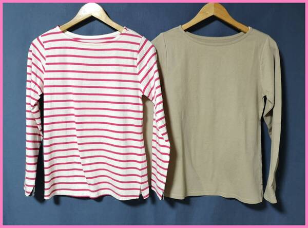 TSET‐525☆春夏秋☆新品☆送料込み☆即決☆ナチュラル系☆Tシャツ素材☆2枚セット☆Mサイズ☆Tシャツ☆白×ピンクとベージュ
