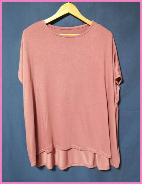BLS‐314☆春夏☆新品☆送料込み☆即決☆ナチュラル系☆Tシャツ素材☆M~Lサイズ☆チュニック☆くすんだピンク系☆ゆったり