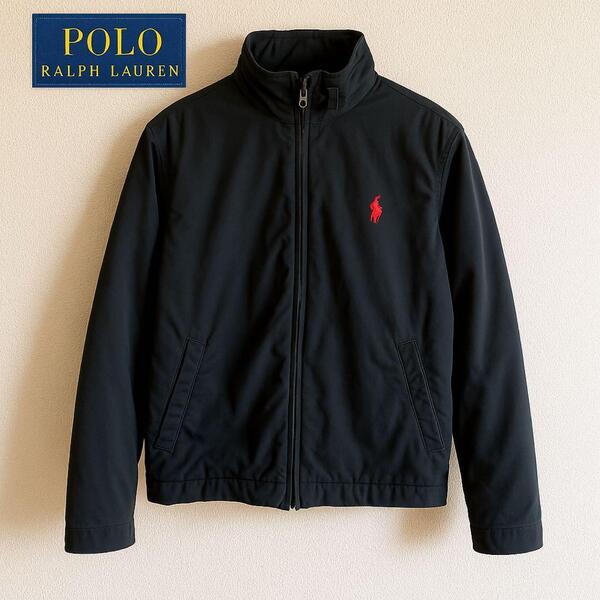 POLO RALPH LAUREN ポロラルフローレン 中綿ダウンジャケット ポニー刺繍 フルジップ ブラック S スウィングトップ型 スタンドカラー