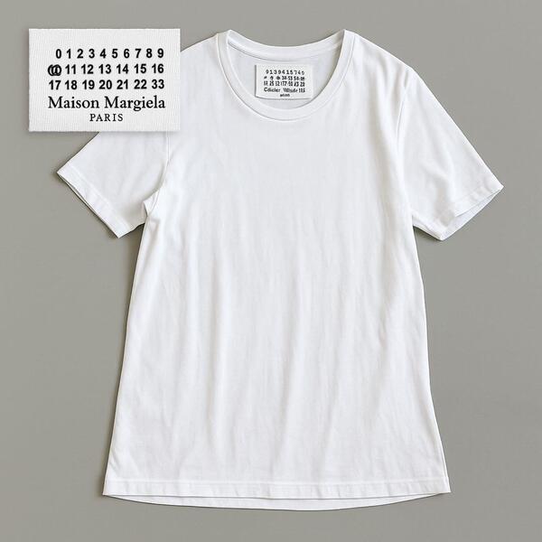 美品 Maison Margiela メゾンマルジェラ カレンダータグ クルーネックTシャツ 白 XS ホワイト 半袖Tシャツ 無地Tシャツ ハイブランド 定番