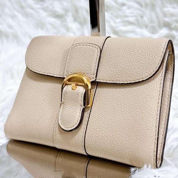 DELVAUX デルヴォー ブリヨン 三つ折り財布 アイボリー レザー コンパクトウォレット レザー アイボリー
