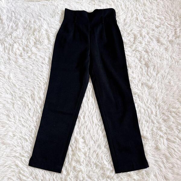 美品 COMME des GARONS トリココムデギャルソン ハイウエスト スリット入り ストレートパンツ ブラック Mサイズ 黒 ブラック