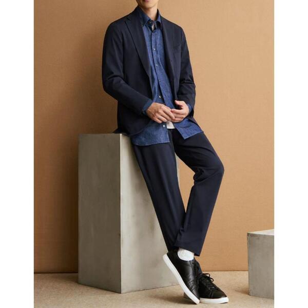 23年モデル グローバルワーク GLOBAL WORK salon de GW セットアップ スーツ Lサイズ 紺 ジャケット パンツ TR ストレッチ ウォッシャブル