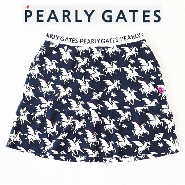 《PEARLY GATES パーリーゲイツ》新品 定価27,500円 柔らかパイル地 ペガサス柄スカート ゴルフウェア 0(W66~74)S1801