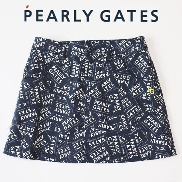 《PEARLY GATES パーリーゲイツ》新品 定価28,600円 BOXロゴ/ステッカー柄スカート ゴルフウェア 0(W70)S1803