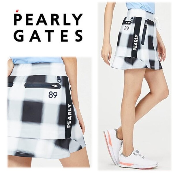 《PEARLY GATES パーリーゲイツ》新品 定価26,400円 ストレッチ チェック柄スカート ゴルフウェア 0(W68~72)S1805