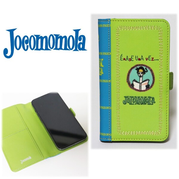 《Jocomomola ホコモモラ》箱付新品【多機種対応】ロゴ刺繍入 ブックデザイン 手帳型スマホケース スマートフォンケース S1805