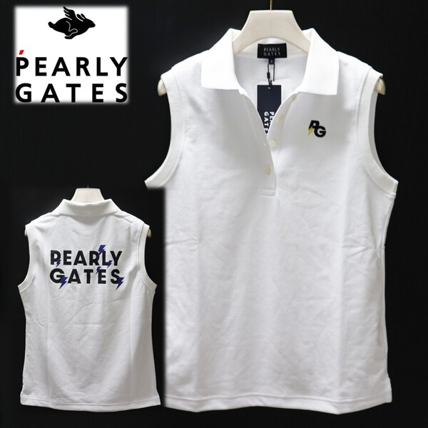 《PEARLY GATES パーリーゲイツ》新品 定価18,700円 吸汗速乾性 ビッグロゴ スリーブレスポロシャツ ゴルフウェア 0(S) S1813