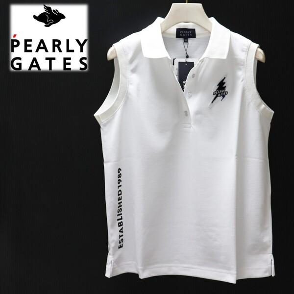 《PEARLY GATES パーリーゲイツ》新品 定価16,500円 吸汗速乾性 ニコちゃん刺繍 スリーブレスポロシャツ ゴルフウェア 0(S) S1814