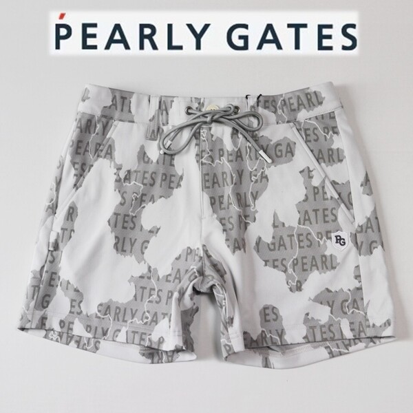 《PEARLY GATES パーリーゲイツ》新品 定価29,700円 ストレッチ カモフラ・ロゴ柄ショートパンツ ゴルフウェア 0(W70~74) S1821