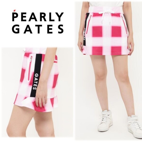 《PEARLY GATES パーリーゲイツ》新品 定価26,400円 ストレッチ チェック柄スカート ゴルフウェア ゴルフウェア 1(W72~76)S1828