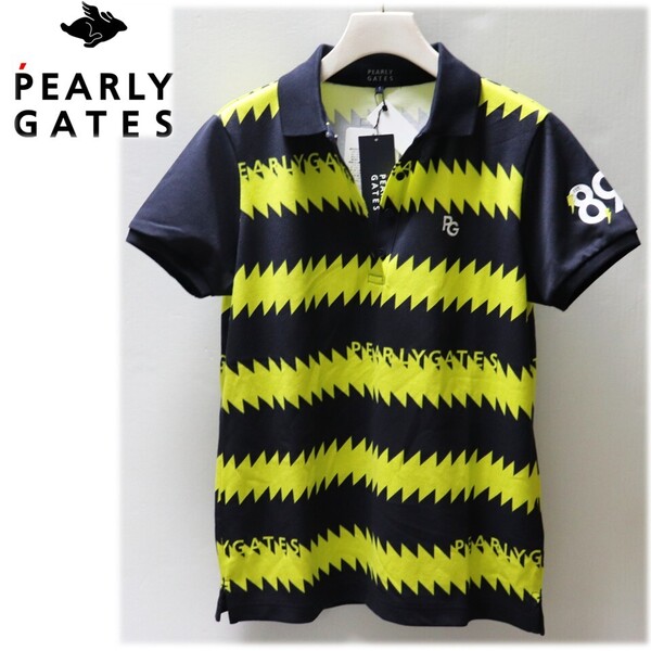 《PEARLY GATES パーリーゲイツ》新品 定価20,900円 フラッシュエレキ柄 カノコポロシャツ ゴルフウェア 1(M)S1832