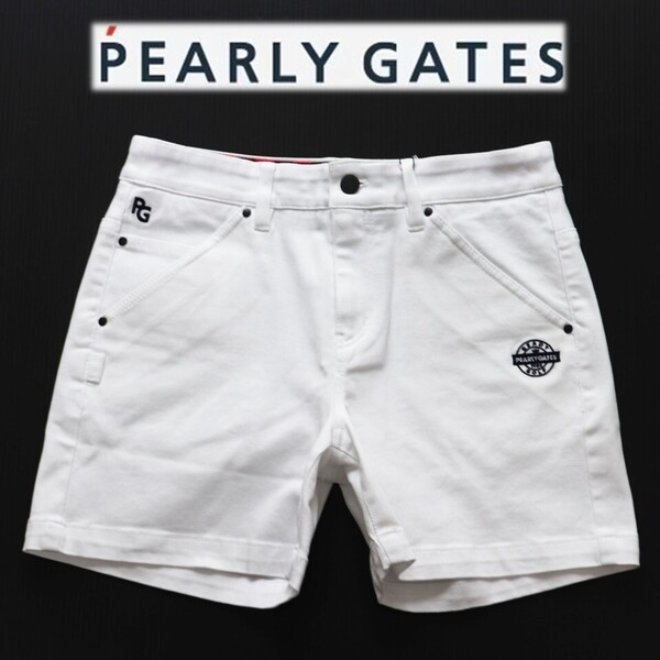 《PEARLY GATES パーリーゲイツ》新品 定価24,200円 ロゴ刺繍 ハイパワーストレッチショートパンツ ゴルフパンツ 1(W75)S1876