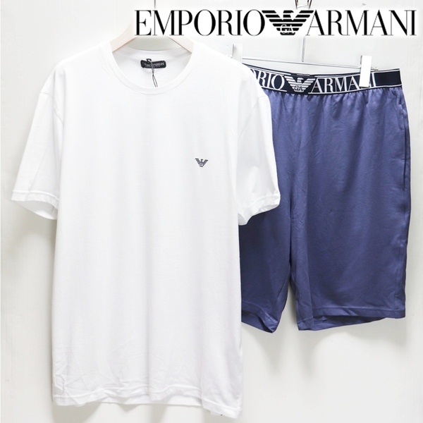 《EMPORIO ARMANI エンポリオアルマーニ》新品 伸縮性あり Tシャツ+ショートパンツ 上下セット セットアップ インポートL(日本XL)S1917