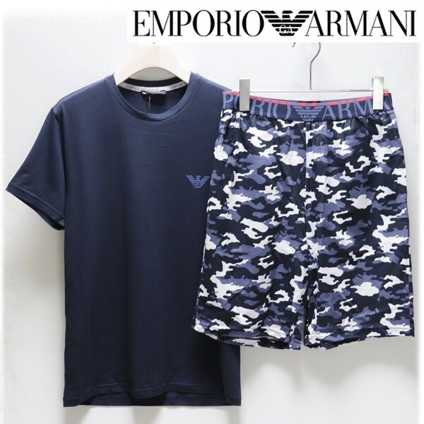 《EMPORIO ARMANI エンポリオアルマーニ》新品 伸縮性あり Tシャツ+カモフラショートパンツ 上下セット インポートS(日本S〜M)S1918