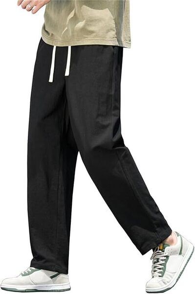 サルエルパンツ メンズ ズボン 綿麻 無地 ワイドパンツ XL
