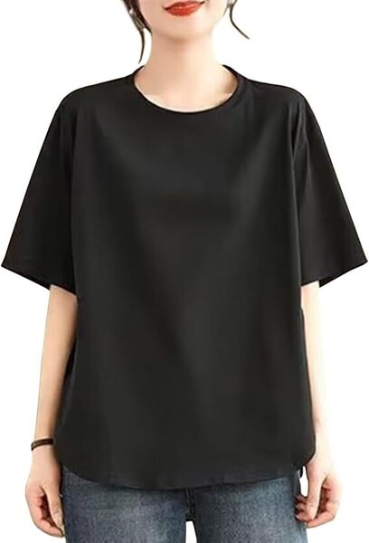 tシャツ レディース 半袖 夏 ゆったり おしゃれ きれいめ 無地 2XL