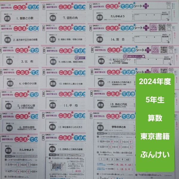 小学5年生 見なおしシート 算数 20枚 通知表対策 内申点対策 解答 カラーテスト 中学受験 小学校テスト 小5 こたえ・てびきシート