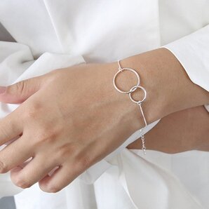 ★匿名配送【SILVER925】あずきチェーンとリングのブレスレット あずきチェーン シルバー 【送料無料】ブレスレット バングル b53
