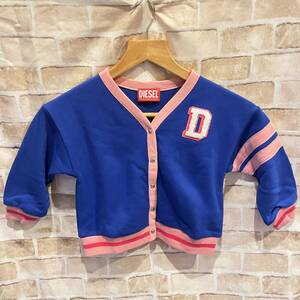 ★新品未使用/DIESEL/価格19800円★タグ付 キッズ DIESEL ロゴワッペン リブ 長袖 カーディガン 18-24 ブルー