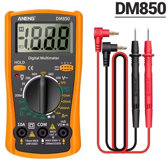 デジタルテスター 高機能デジタルマルチメーターDM850 電圧電流測定器 1999 カウント オレンジ