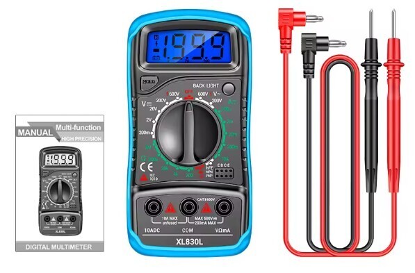 デジタルテスター 高機能デジタルマルチメーターXL830L 電圧電流測定器 バックライト 青カバー