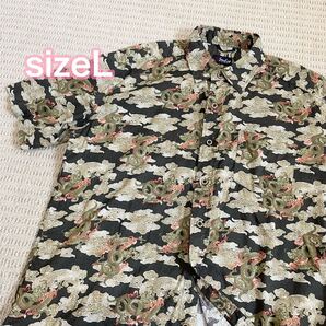 【美品】サイズL SEA HOP 半袖アロハシャツ 和柄 龍