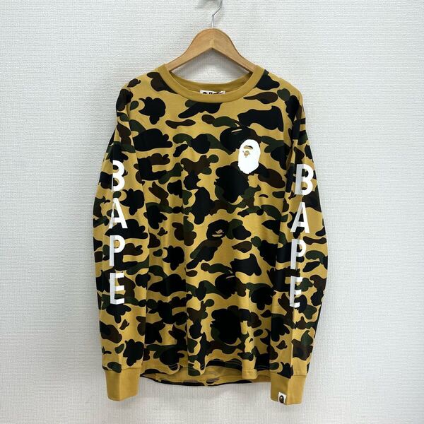 未使用 A BATHING APE アベイシングエイプ 001LTK701001M 1ST CAMO L/S TEE カモ 迷彩 ロンT 長袖Tシャツ ロゴ プリント L 10125931