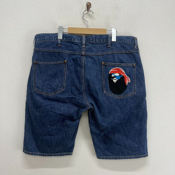 A BATHING APE アベイシングエイプ パイレーツ 刺繍 デニムショーツ ショートパンツ ハーフパンツ XL 10124337