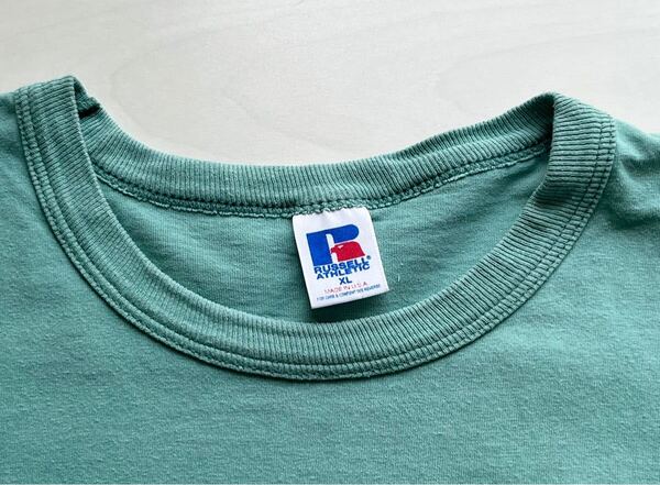 美品 レアカラー 90s USA製 バインダーネック ラッセル 無地 tシャツ コットン100 サイズXL ビンテージ チャンピオン リバースウィーブ